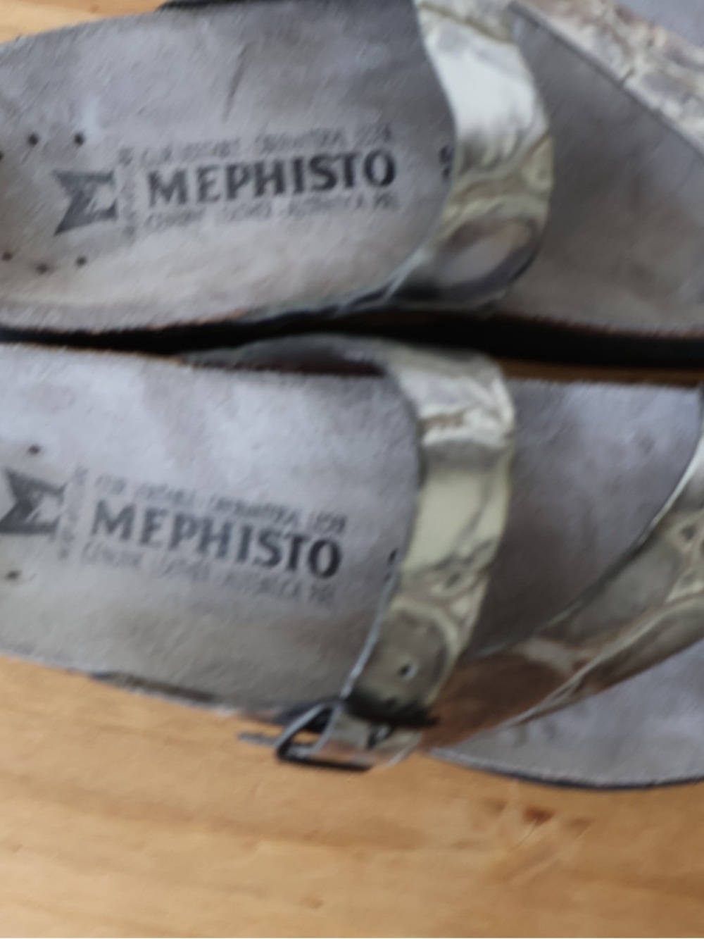 Mephisto Helen Silver Metallic Cork Footbed Sandals Size 36 Leather - Picture 4 of 7